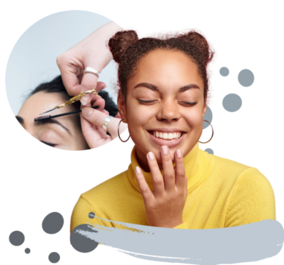 woman smiling after a brow and lash bar procedure