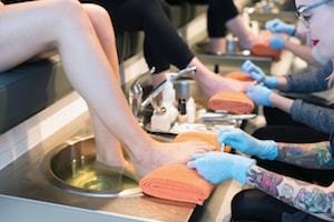 women getting pedicures 